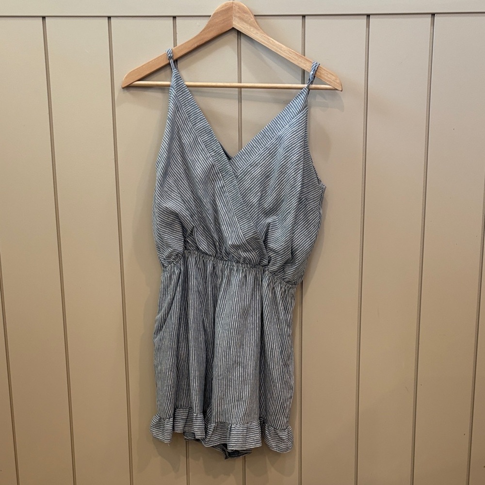 Doe & Rae Blue and White Striped Romper